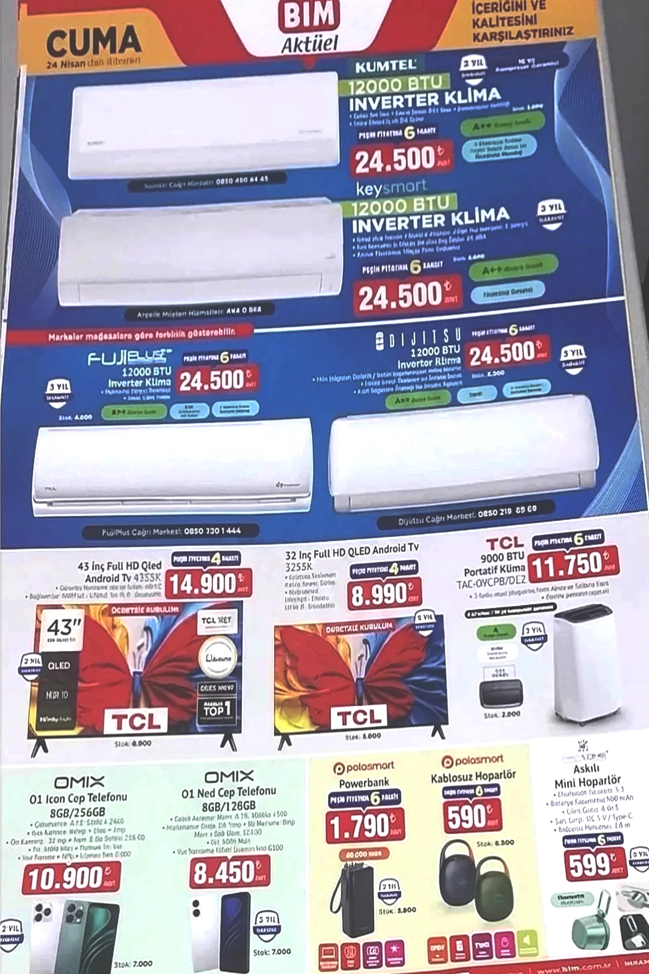 BİM Aktüel Kataloğu 17-24 Nisan 2026! Çadır çeşitleri, kamp sandalyesi, termos, televizyon ve klima geliyor