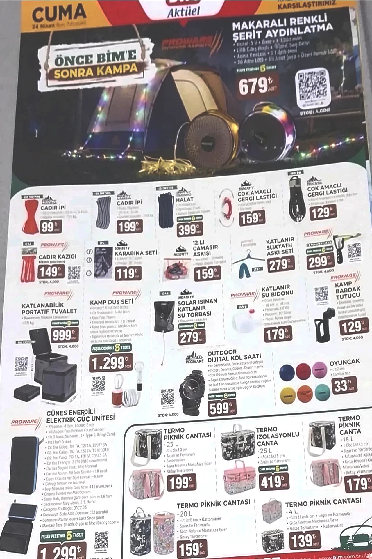 BİM Aktüel Kataloğu 17-24 Nisan 2026! Çadır çeşitleri, kamp sandalyesi, termos, televizyon ve klima geliyor