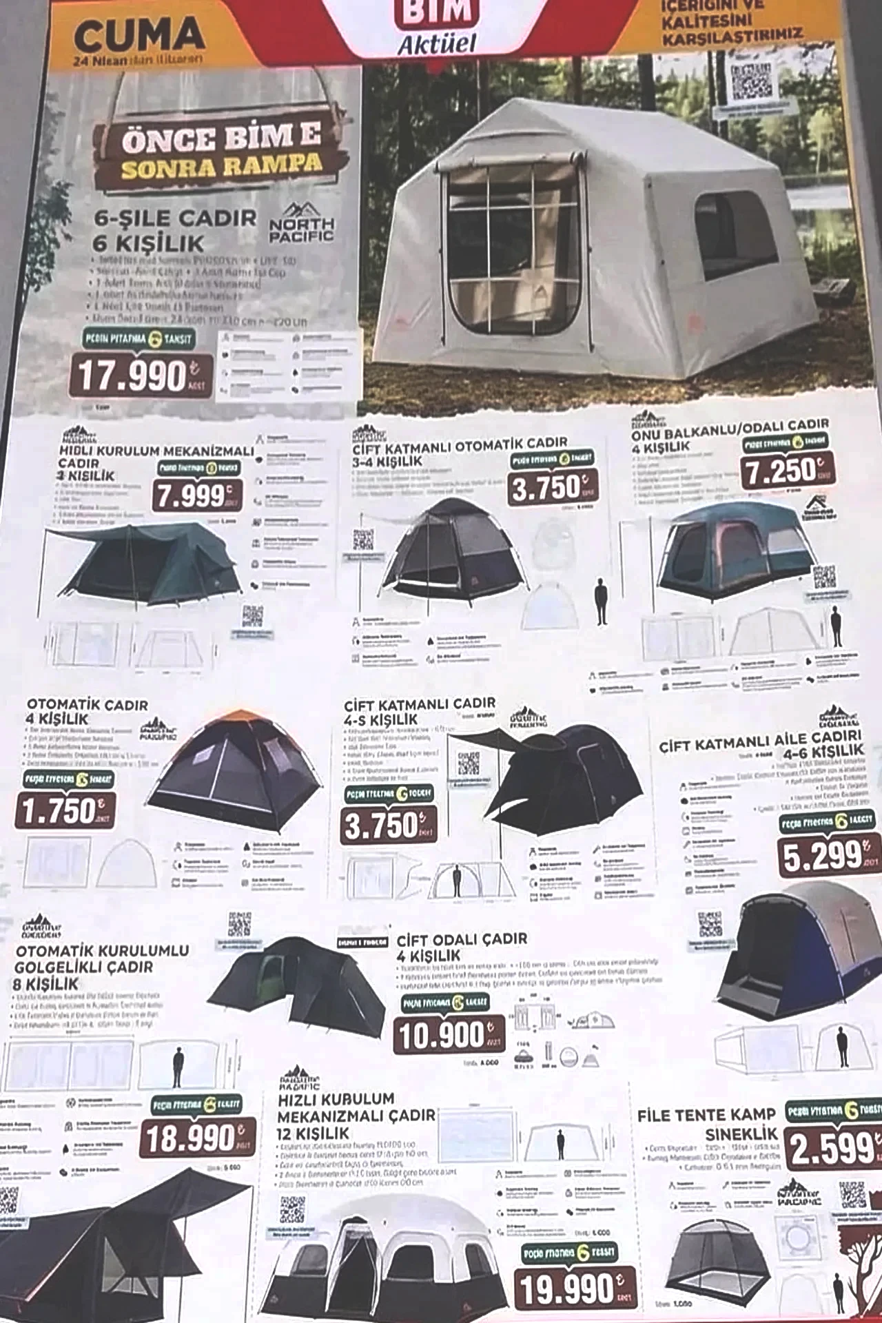 BİM Aktüel Kataloğu 17-24 Nisan 2026! Çadır çeşitleri, kamp sandalyesi, termos, televizyon ve klima geliyor