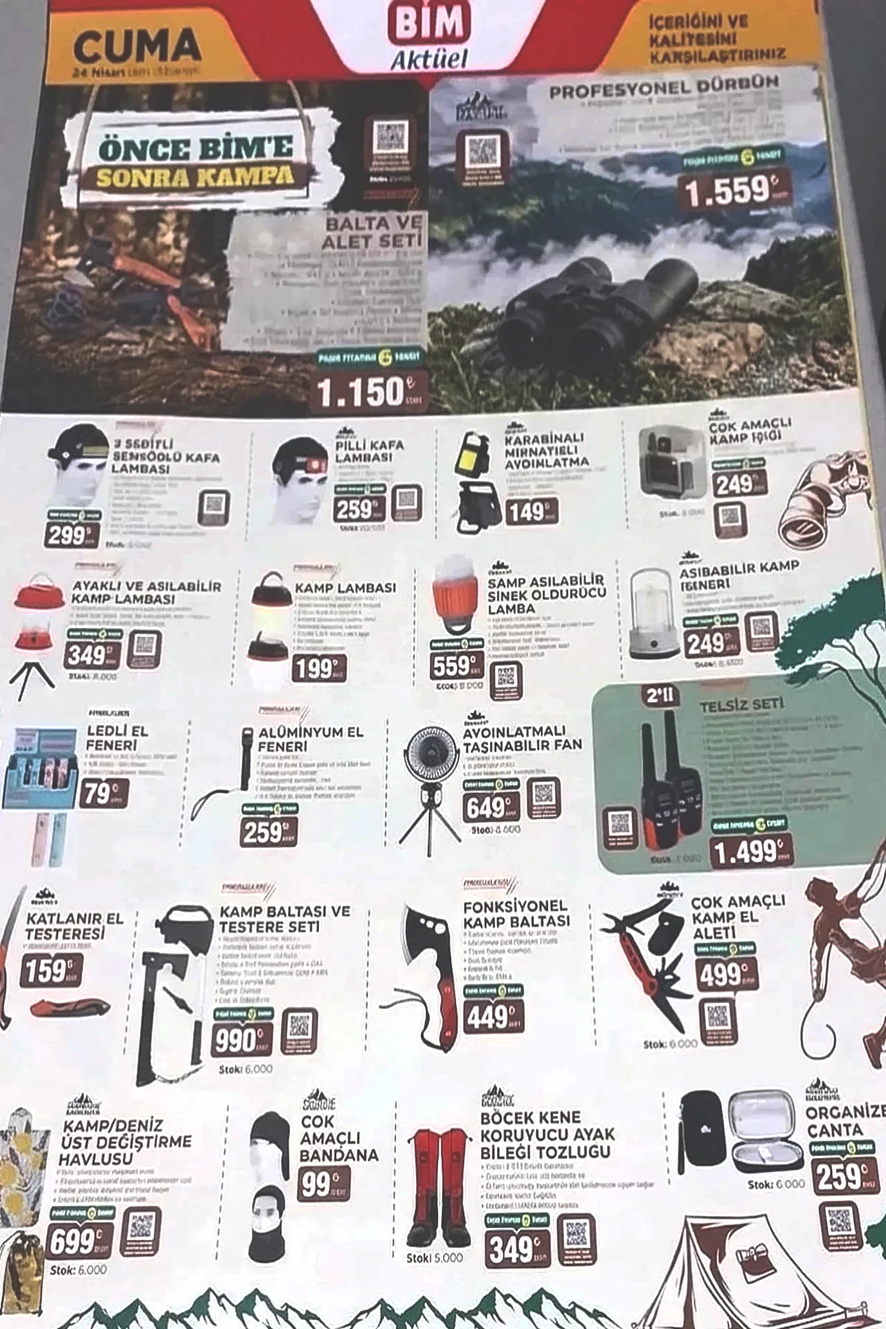 BİM Aktüel Kataloğu 17-24 Nisan 2026! Çadır çeşitleri, kamp sandalyesi, termos, televizyon ve klima geliyor