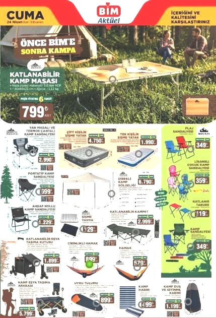 YENİ AFİŞ BİM AKTÜEL KATALOG 24 NİSAN CUMA: Yepyeni ürünler Cuma günü satışa çıkıyor BİM aktüel katalog afişi ürünleri Portatif klima, 6 kişilik çadır, kamp malzemeleri, Stanley termos, katlanabilir kamp masası...