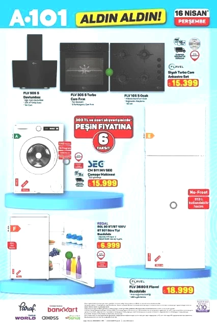 BUGÜN RAFLARDA SATIŞTA A101 AKTÜEL KATALOG: 16 Nisan Perşembe A101 Hangi ürünler indirimde A101 Afiş | Elektrikli düdüklü tencere, Akıllı mutfak robotu, Yüksek basınçlı yıkama makinesi, Piyano...