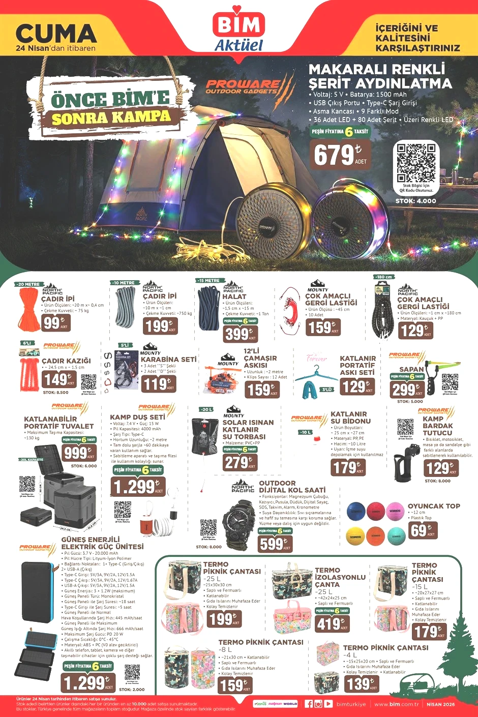 YEPYENİ KATALOG BİM AKTÜEL 21-22-24 NİSAN 2026 BROŞÜRÜ- İNDİRİMLİ ÜRÜNLER KATALOĞU || Bimde bu hafta neler var Bim afişi Şişme Çadır, Makaralı Çadır Aydınlatma Getiriyor